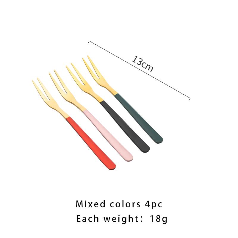 

Европейский стиль 4 шт./комплект вилок для фруктов из нержавеющей стали, золотые десертные вилки для детей, торта, салата, закуски, вечеринки, кухонные столовые приборы
