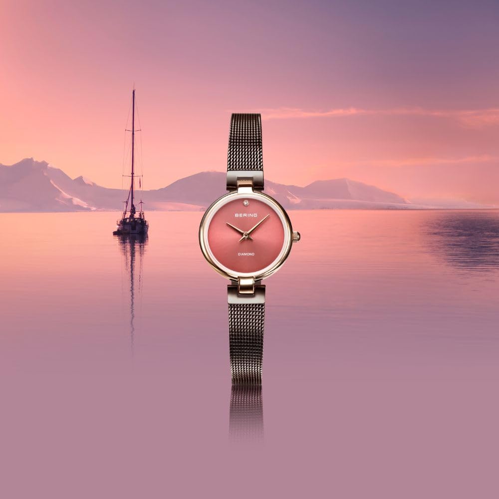 Imported In BERING Classic Diamond Cherry Blossom Japan Limited Sapphire 316L Surgical Stainless [Officially Japan] Women's Watch, Edition, Crystal,
