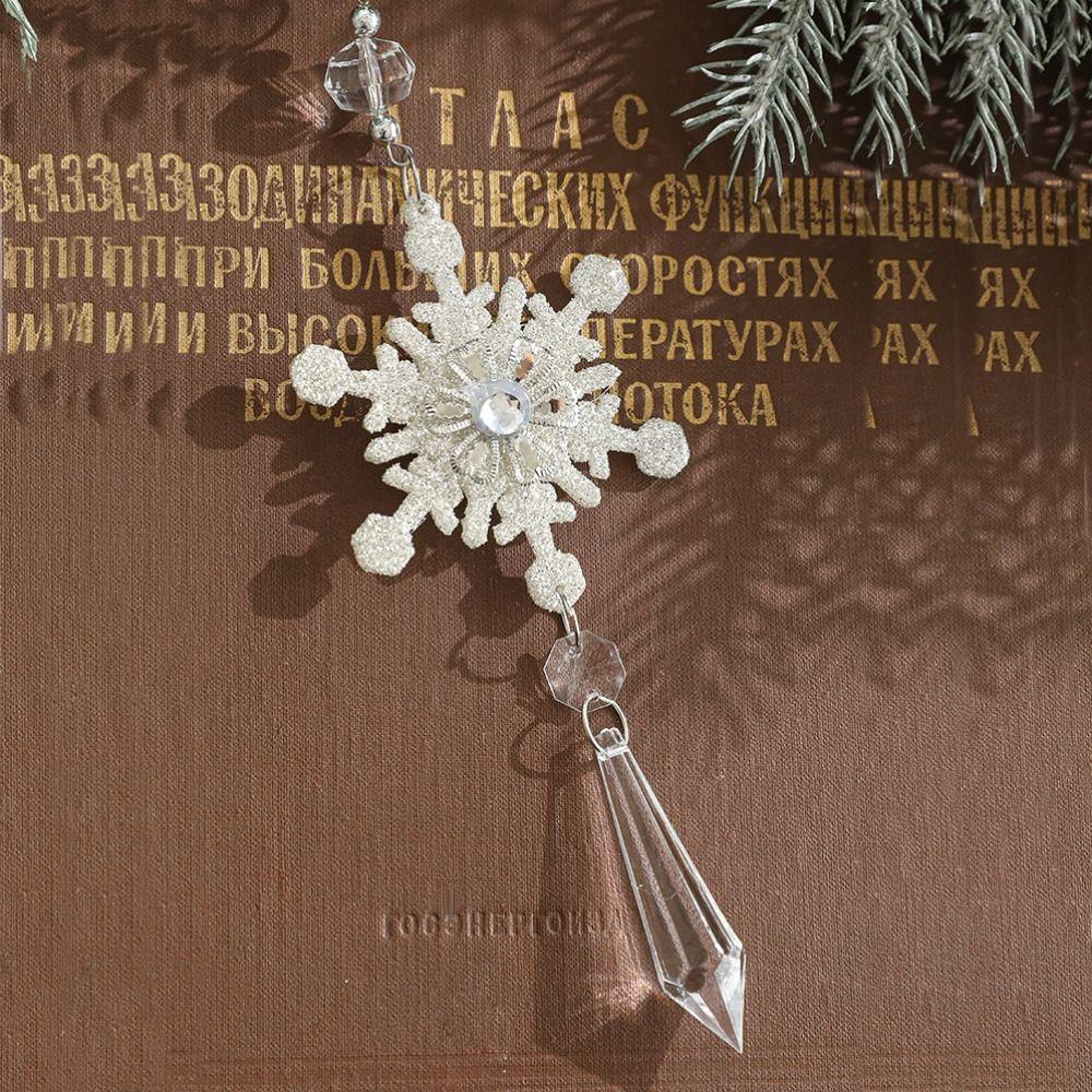 3PCS Party Supplies Christmas Crystal Snowflake Pendant Christmas Tree Decorations New Year
