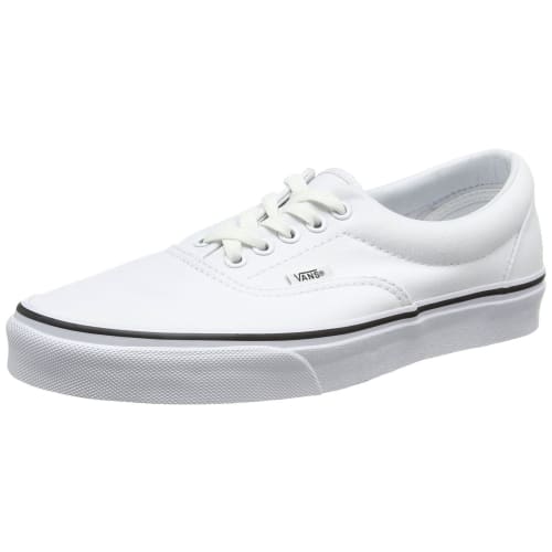 Vans Uni-Era Canvas Skate Shoes (Micro Herringbone Black/Two, White, Size 11.5 Women/Size 10 Men)