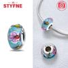 Copper Metal Colorful Flower Series Murano Glass Bead Components Luxury Charm Bead Component Compatible With Authentic Original Bracelet High Quality