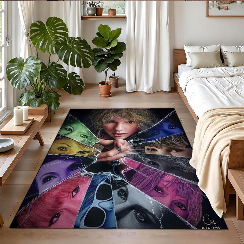 Tappeto in Velluto Cristallo Peluche Stampa Taylor Swift Anti?Indumenti da notte?Tappeto da Pavimento Resistente per Decorazione Domestica Interna