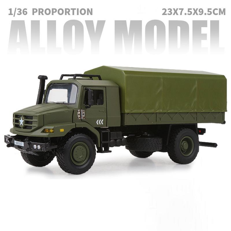 1:36 Military Truck Transporter Vehicle Alloy Metal Diecast Model Car Simulation Children Collectibles Ornaments Holiday Present зелёный