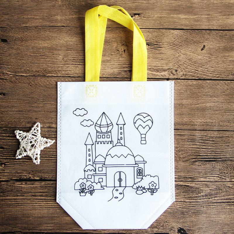 Non-Woven Graffiti Bag Diy Garbage Sorting Bag Children'S Hand-Painted Production Coloring Painting Handbag Material