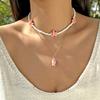 Bohemian Ceramic Small Fish Starfish Chain Necklace for Women Handmade Beaded Double Layer Necklace Friendship Jewelry GIfts