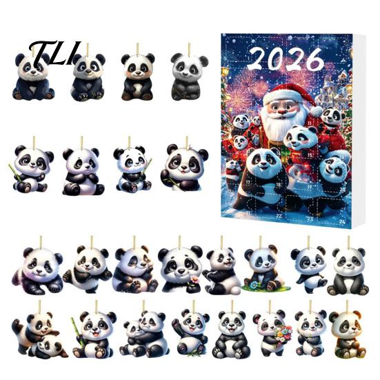Panda Advent Calendar Calendars 2026, 2D Acrylic Cute Hanging Ornaments for Kids Christmas Countdown Gift Xmas Tree, 24 Days Calendar, Gifts