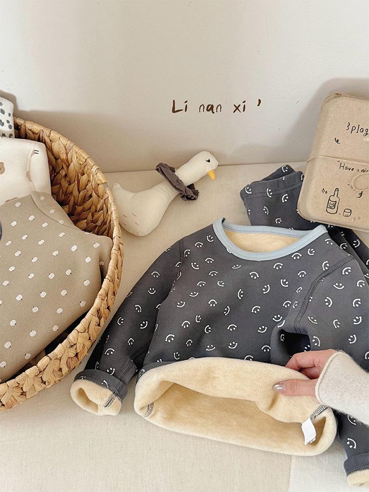 2025 New Fleece-Lined Winter Pajama Set for Small & Medium Children - Thermal Baby & Kids Homewear
