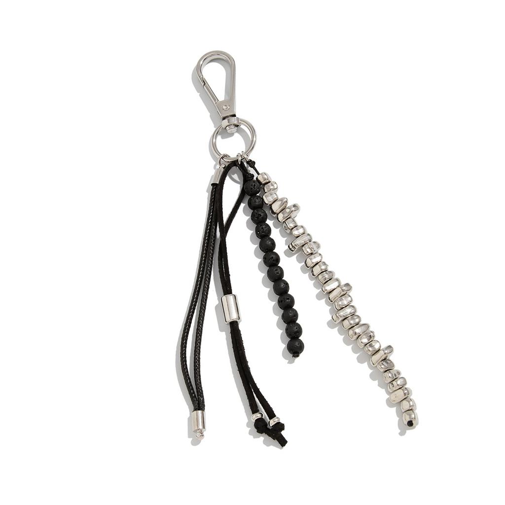 Unique Geometric Bead Bag Chain Keychain Charm With Tassel Accent For Purse Keys Jewelry Accessories Decoration