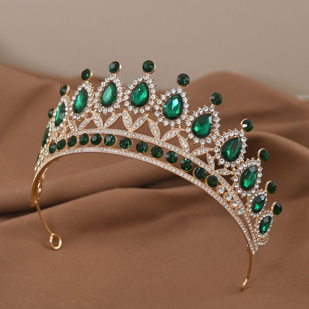 Shiny Baroque Crown Metal Rhinestone Crown Elegant Princess Tiara Dress Accessories