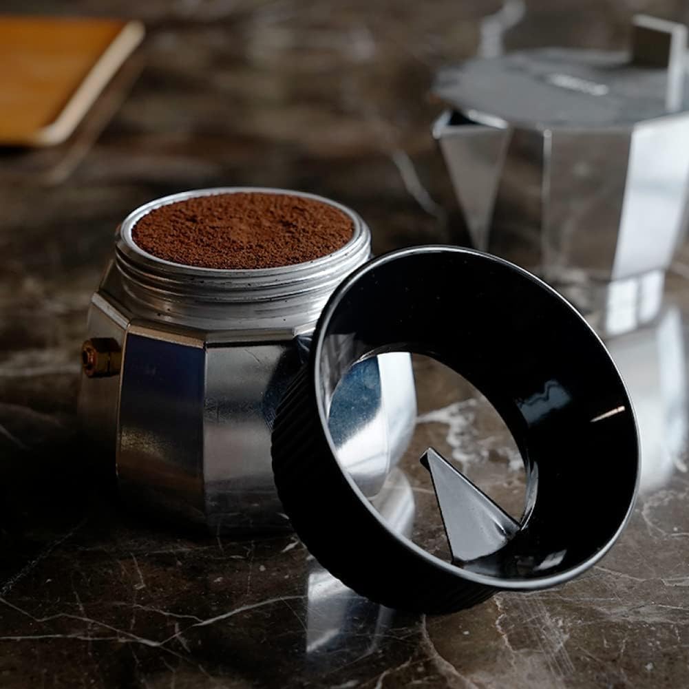 watchget Moka Pot Dojin Funnel 60mm Espresso Coffee Maker Distribution Tool Made in Italy Moka Express 6 Cups Black