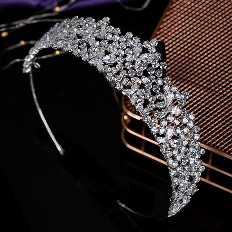 High Quality Wedding Tiara Classic Bridal Hair Accessory Anniversary Women Cubic Zircon Crowns BC5713 Corona Princesa