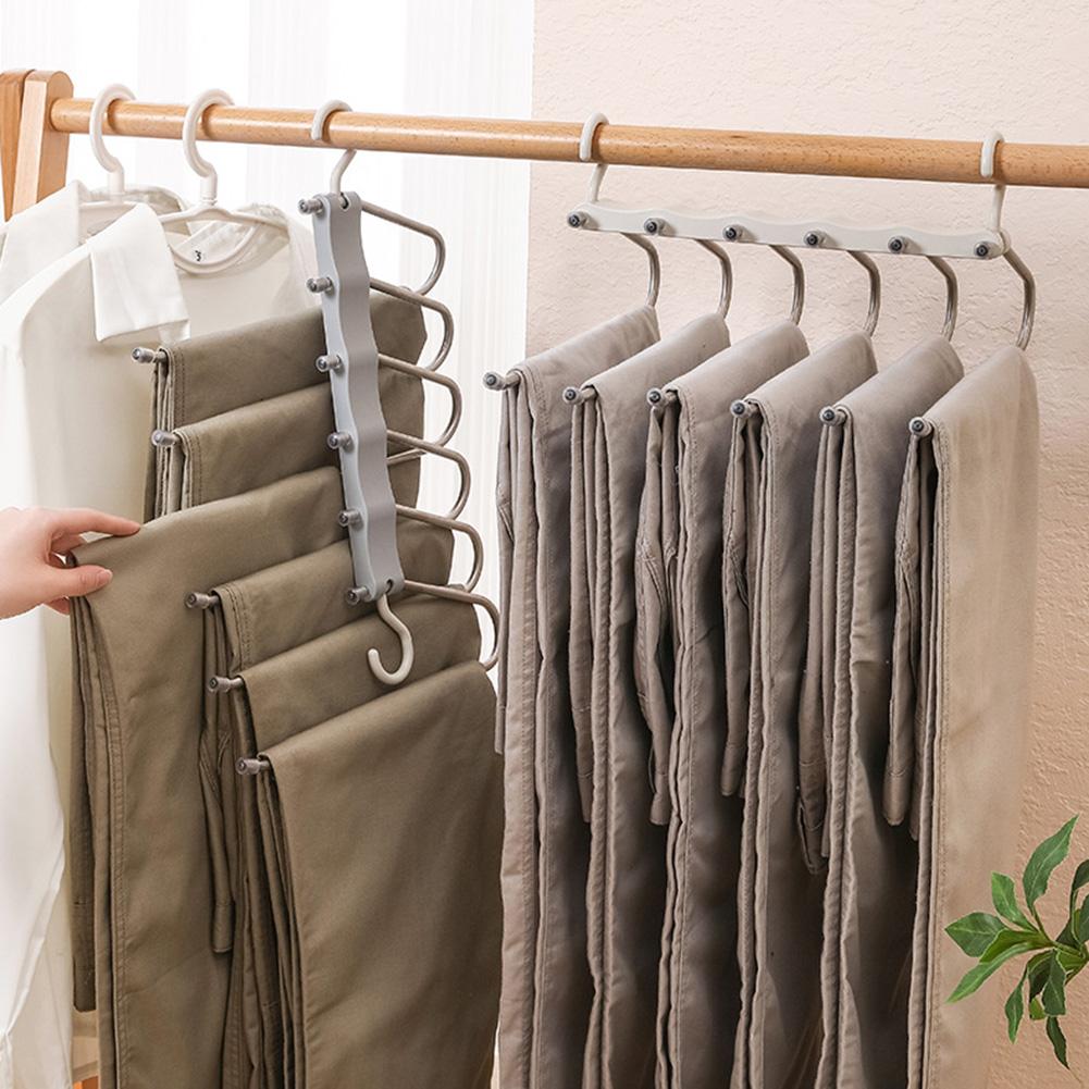 Stainless Steel Trouser Hanger With Double Hooks Space Saving Clothes Drying Rack For Scarfs