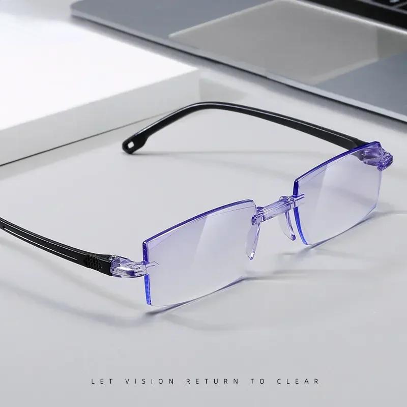 1pc Rimless Anti Blue Light Myopia Glasses 1 0 to 4 0 Prescription Nearsighted Frameless Eyewear for Eye Protection
