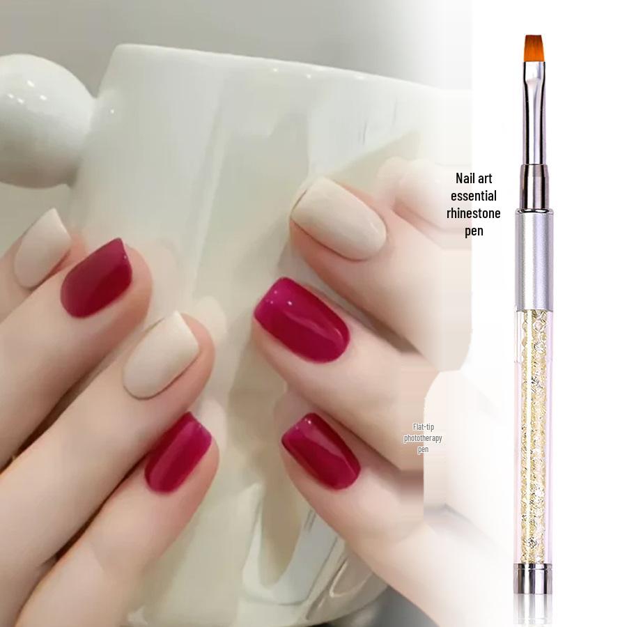 Cross-Border Nail Art Gel Pen: Flat Head, Crystal Carving, Liner, Color Painting, Flower Design