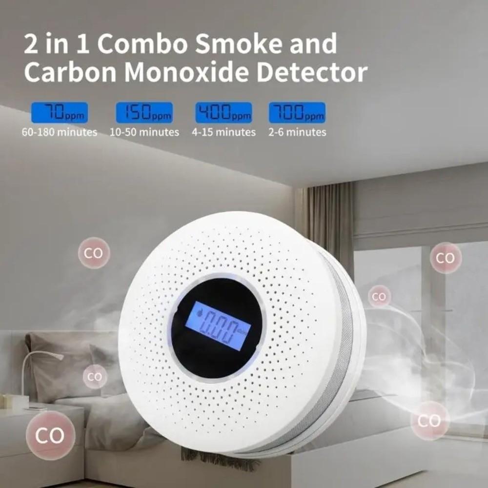 2 in 1 Carbon Monoxide Detector Portable CO Monitor Air Quality Monitor Smoke Alarm  Garage