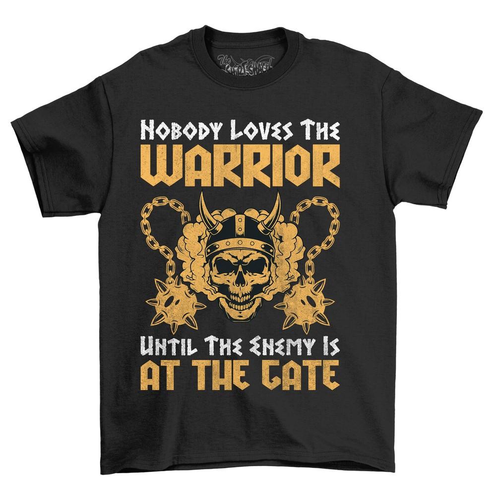 

Nobody Loves the Warrior Skeleton T-shirt - Funny Grim Reaper Design, 100% Cot L