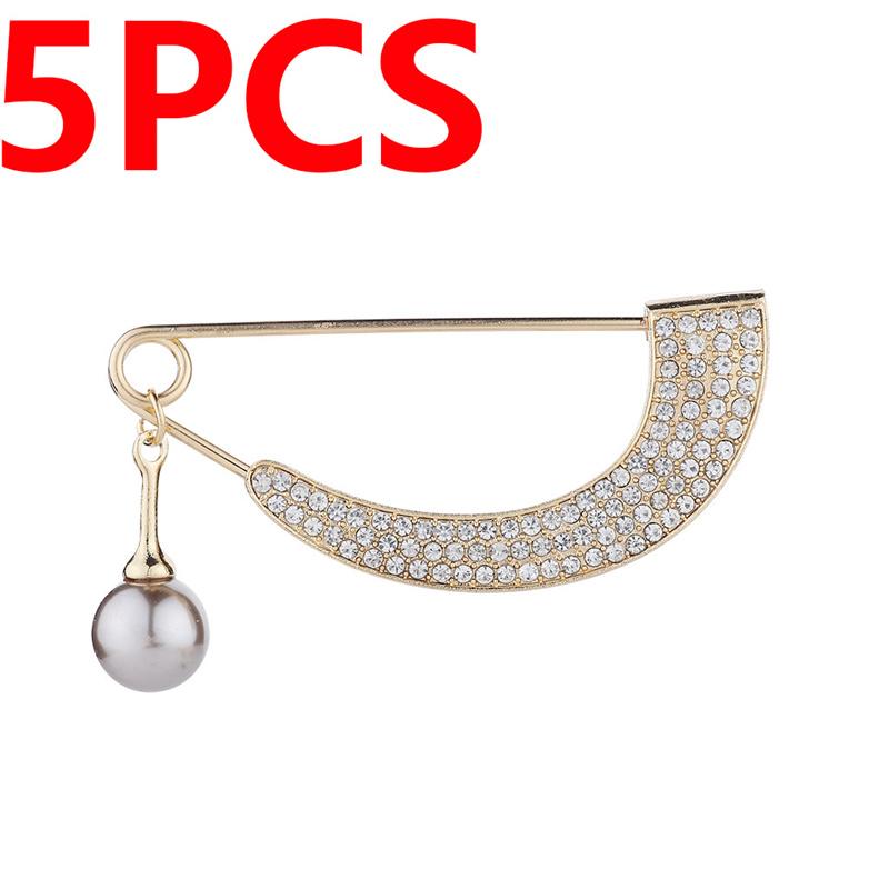 

5 шт., полукруглая брошь из искусственного жемчуга и циркона, простая модная женская одежда для девочек, пальто с геометрическим рисунком, свитер, кардиган, броши, аксессуары для одежды 5pcs
