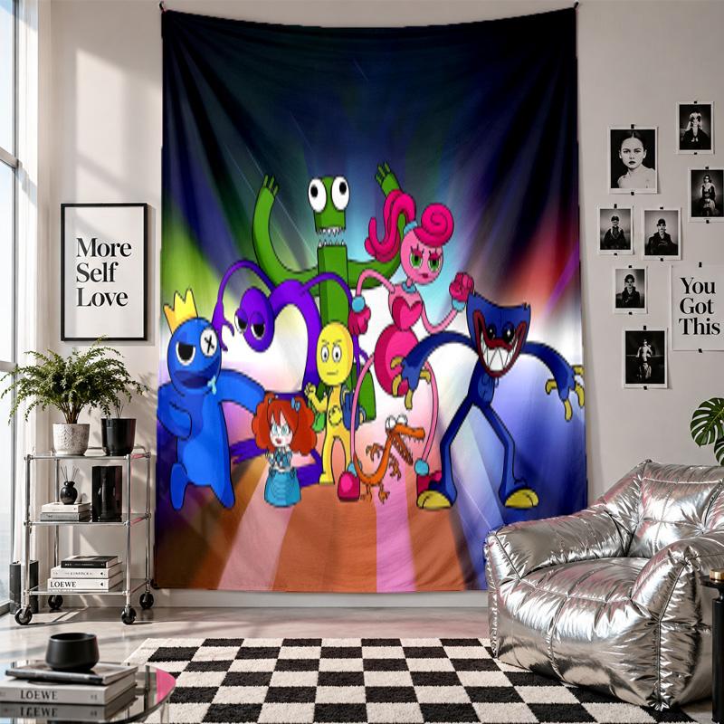 Arazzo da Parete Rainbow Friends Arte Tessuto da Appendere Sfondo Decorativo Copertura per Decorazione della Stanza