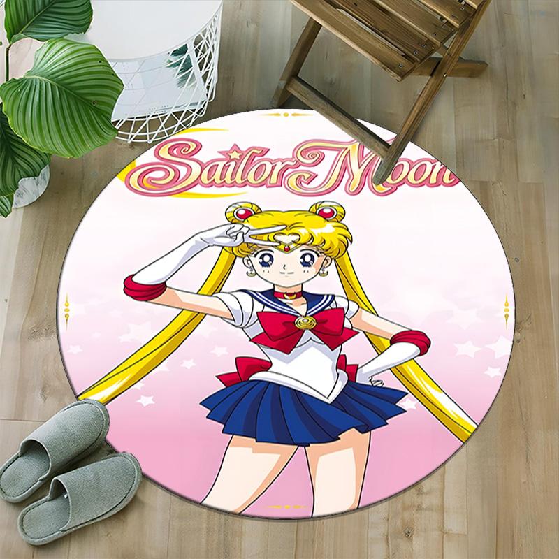 1pc Sailor Moon Carpet, Round Rug, Comfortable, Suitable for Entryways, Living Rooms, Office, And Bedrooms, Christmas Decoration