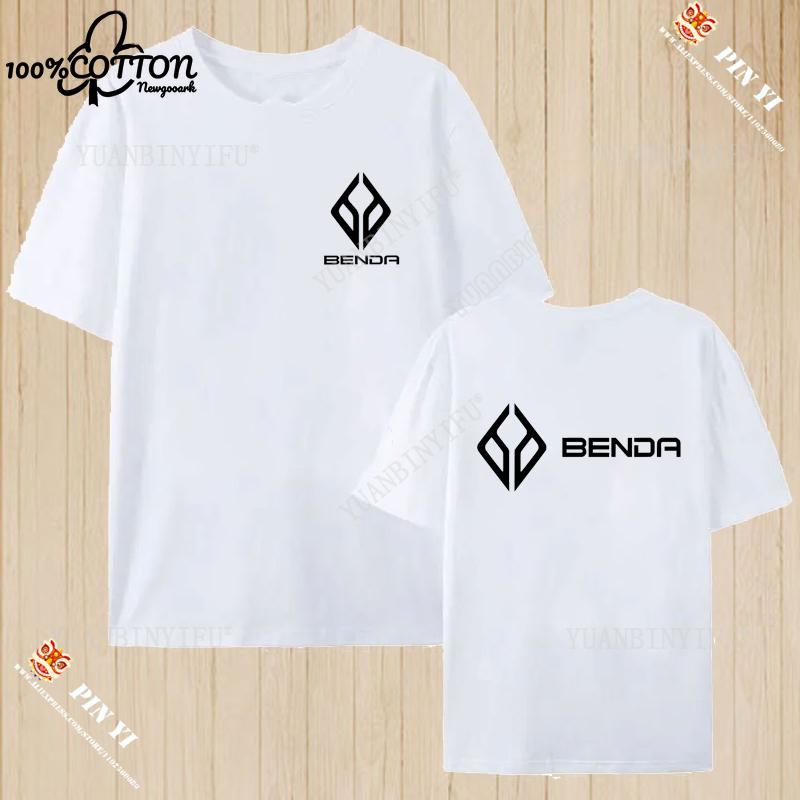 Harajuku Benda Motorcycle Logo printed T-shirt 100%Cotton top Unisex shirt short sleeve O-neck Loose Street Fashion