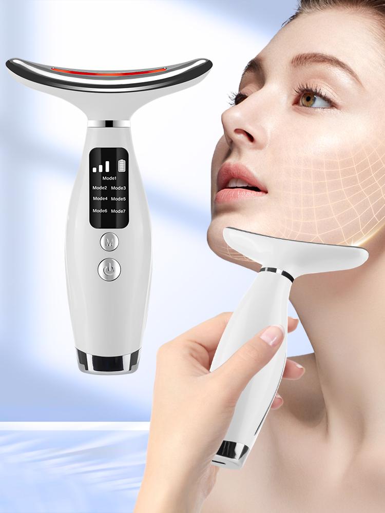 Neck Face Beauty Device 7 Color Light Skin Tighten Reduce Double Chin Anti Wrinkle Facial Lifting Massager