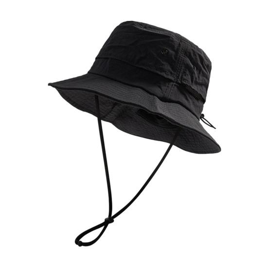 

Bucket Hat Foldable Quick-Dry Breathable Mesh Fisherman Hat with Wide Brim Adjustable Windproof Rope Sun Protection Hat чёрный