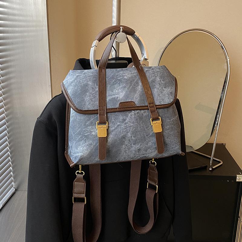 Premium texture backpack women's 2025 new fashion retro college student schoolbag going out commuting backpack travel bag