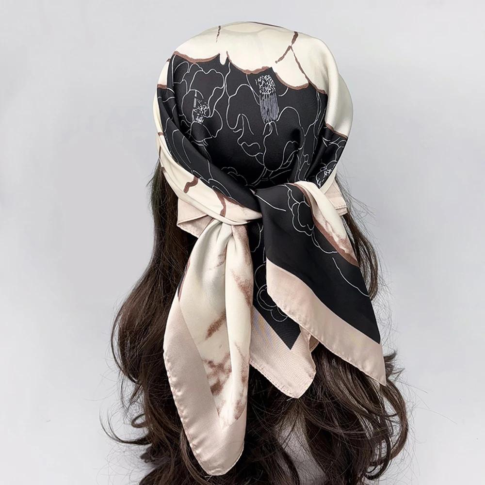 Luxury  Silk Square Scarf Women Neck Hair Tie Band Beach Hijab Kerchief Head Headbands Bandana Female Foulard 70Cm