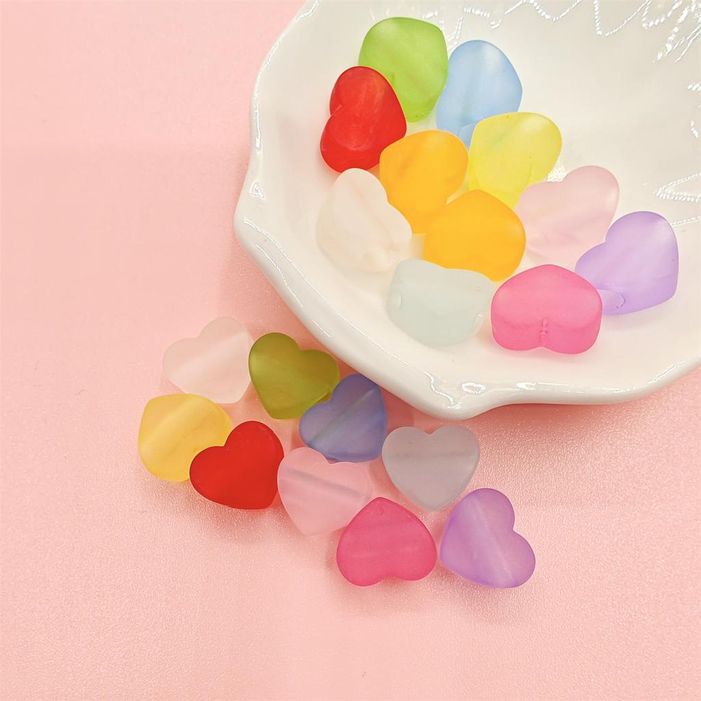 50Pcs DIY Accessories Handmade For Heart Shape Jewelry Making Transparent Frosted Acrylic Beads Earrings Hair Jewelry Bracelet Necklace Charms