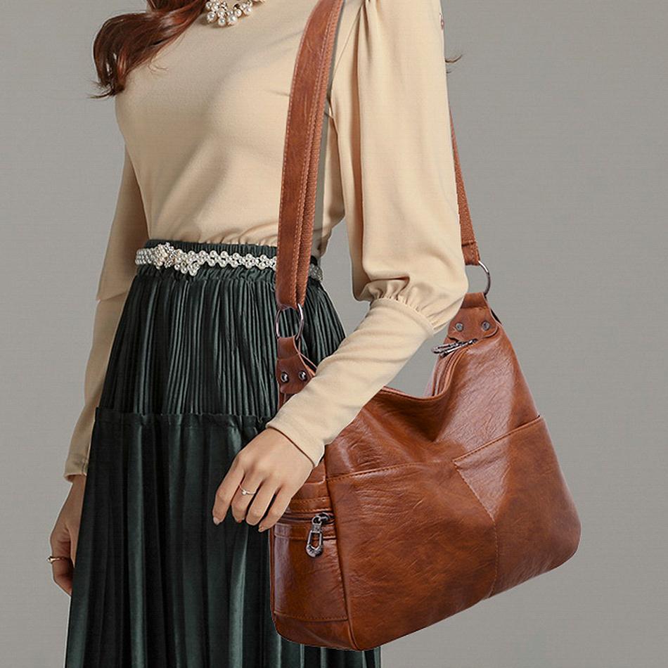 Bolso de hombro Retro para mujer, bandolera de piel sintética suave de diseñador de lujo, tendencia 2022, bolsos de mano de gran capacidad para mujer