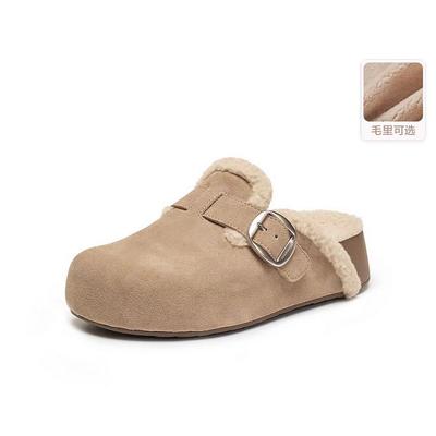 Zoccoli da donna in pelle scamosciata di mucca, plantare in sughero, mules in pelle, pantofole unisex comode e alla moda, scarpe a patata con supporto plantare, mules