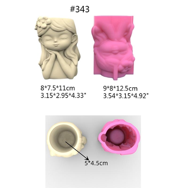Wreath Girl Vase Silicone Mold Scented Cement Ornament Homemade DIY Flower Pot