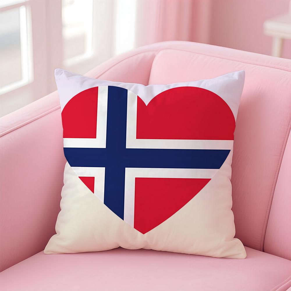 Norwegen NOR Flagge Kissenbezug Umweltfreundlich Geruchlos Gesundes Kissenbezug Weich Bequem Kindersicher Ohne Füllung