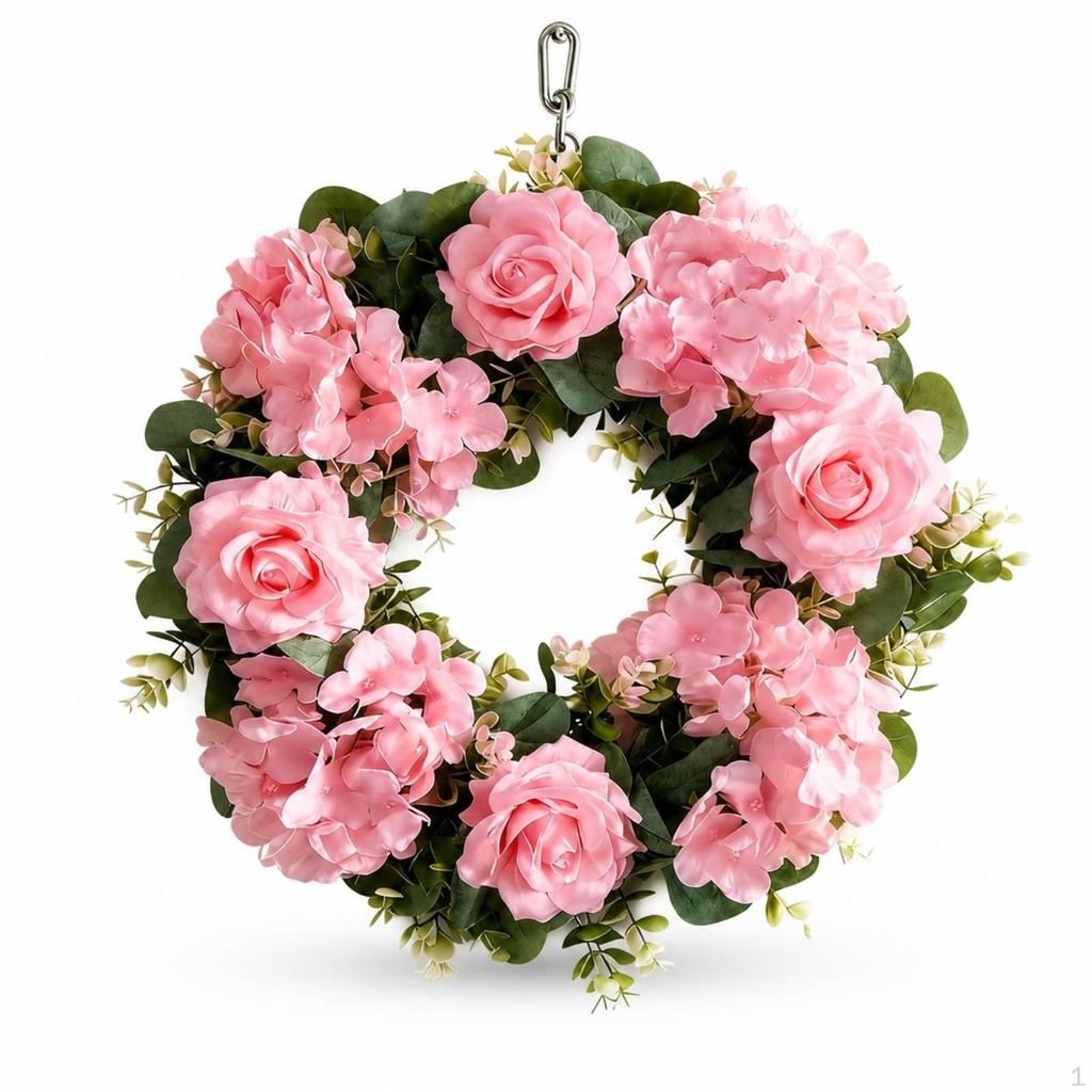 Rose Wreath with Hydrangeas Looking Realistic for Front Door, Wedding, Mantel