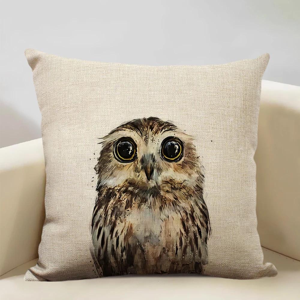 

Lovely Animal Owl Cushion Cover 45x45cm Linen Pillow Case Sofa Pillowcase Suitable for All Kinds of Occasions Bar Decoration 24x24Inch
