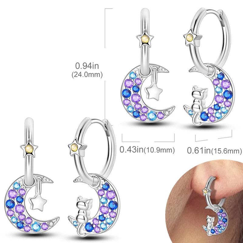 Women Earring 2025 Hot Sales 925 Silver Hoop Earrings Love Heart Butterfly Drop Earring Stud for Women Girls Party Jewelry Gifts