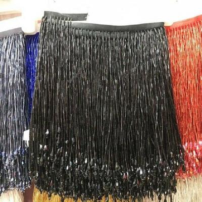 1 yard Křišťálový Skleněný Přívěsek Korálkový Třásňový Lem DIY Svatba Kostýmy na Pódium Ozdoba Záclon Korálková Krajka Třásně Doplňky