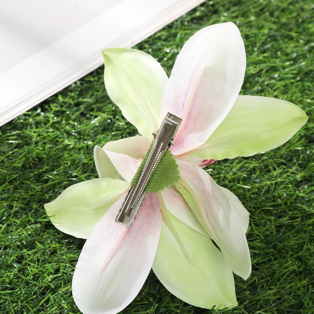 Pinzas para el pelo de orquídea Flor simulada Horquilla pequeña Barrette nupcial Boda en la playa Mujeres Vacaciones Clip floral para el cabello Accesorios para el cabello