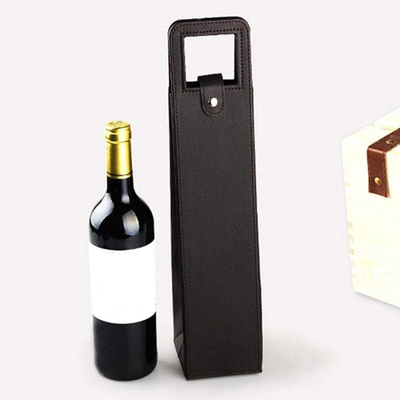 Set of 2 Leather Wine Bottle Carrying Case Foldable Champagne Holder for Safe Transport Elegant Wine Storage Organizers