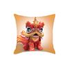 New Chinese Style Mythical Beast Lion Pillowcase - Festive Cartoon Home Decor Cushion for Sofa and Bed.