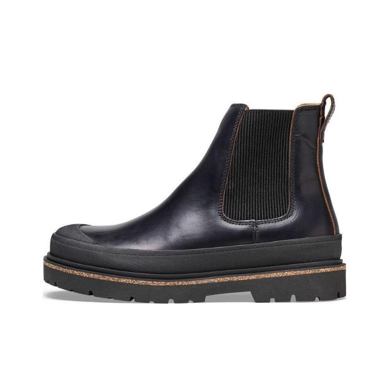 Birkenstock Prescott Slip On Leather British Retro Round Toe Short Chelsea Boots Black Narrow Fit Women s 1025218 38