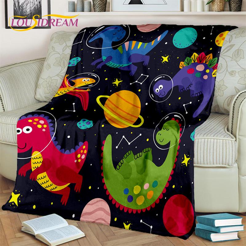 HD Cute Dino Cartoon 3D Dinosaur Space Children Blanket,soft Throw Blanket for Home Bedroom Bed Sofa Picnic Office Cover Blanket