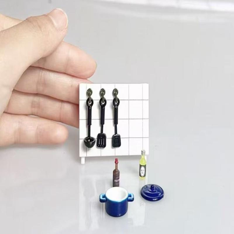 1 Set Dollhouse Simulation Mini Kitchen Utensils Gas Stove Model Scene Decoration Dolls House Miniature Kitchen Accessories