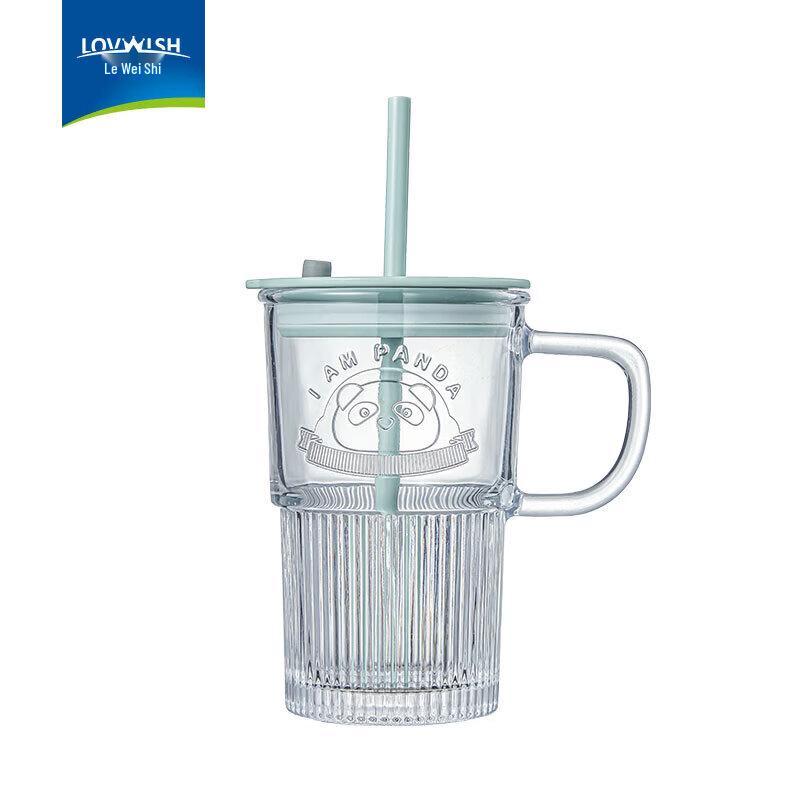 LOVWISH Panda Glass Straw Cup
