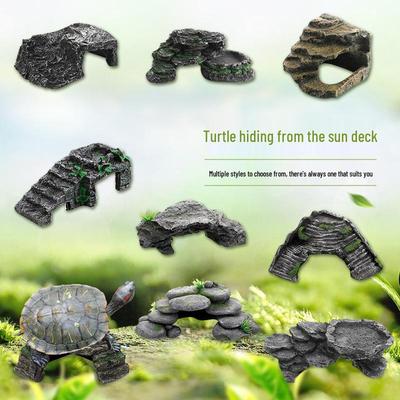 Aquarium Turtle Basking Platform & Reptile Hideaway Rockery Decor