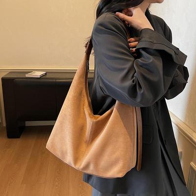 2025 Women's Retro Suede Fashion Tote - Simple, Casual, Underarm Shoulder Bag