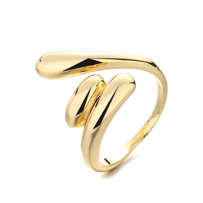 2026 18K Gold Plated Ring Women's Vintage Diamond Ins Simple French Light Luxury Index Finger Geometric Opening Irregular Ring Trend