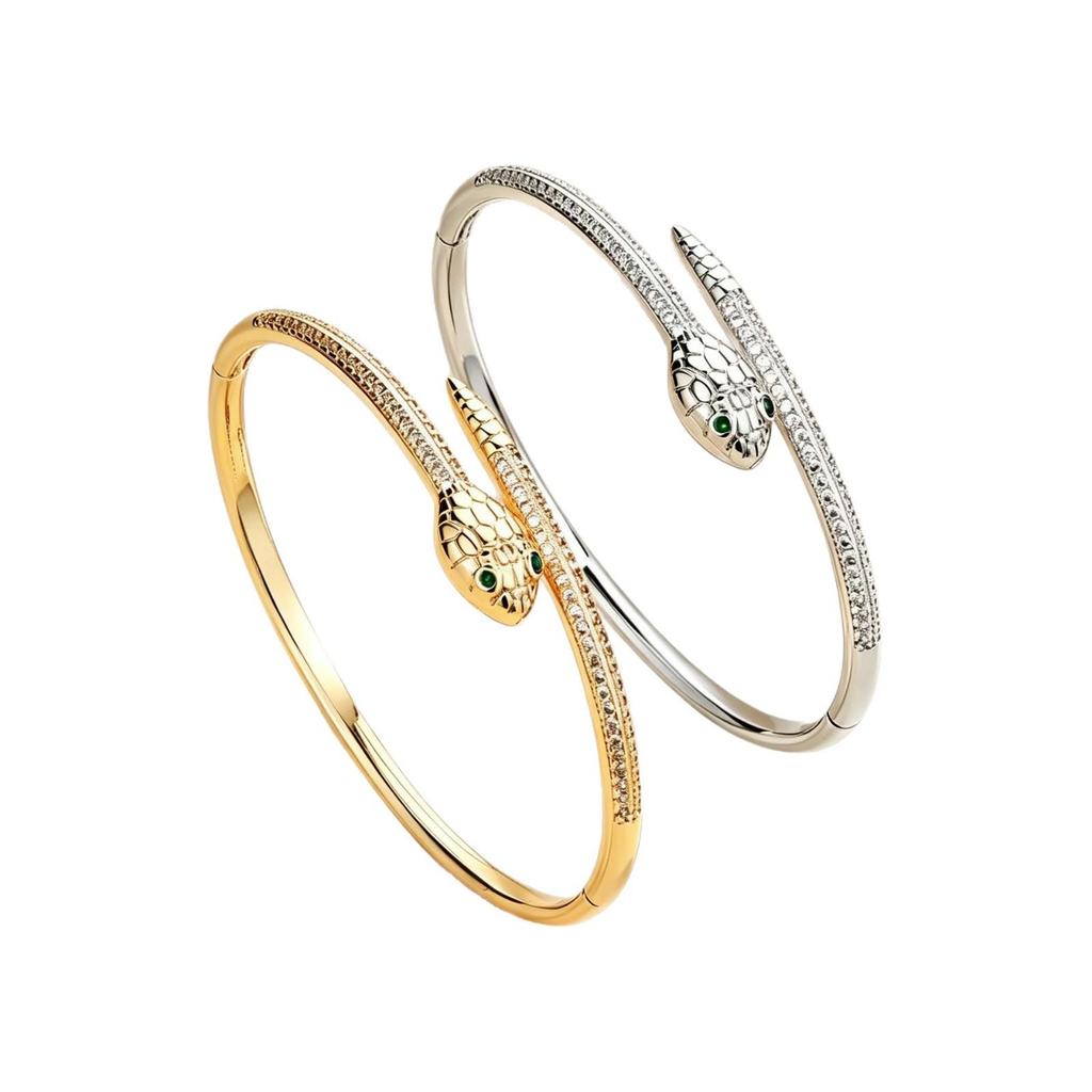 European Luxe Snake-Shaped Zircon Bracelet - Trendy, High-End Design Hand Jewelry