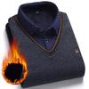 Men's Plush Sweater Autumn Winter Fake Two Piece Pullover Polo Shirt Collar Fleece Thick Warm Top Clothes Casual Jumpers
