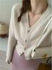 2025 Women's Autumn/Winter Wool V-Neck Cardigan - Solid Color, Versatile Knit Sweater, Loose-Fit Outerwear